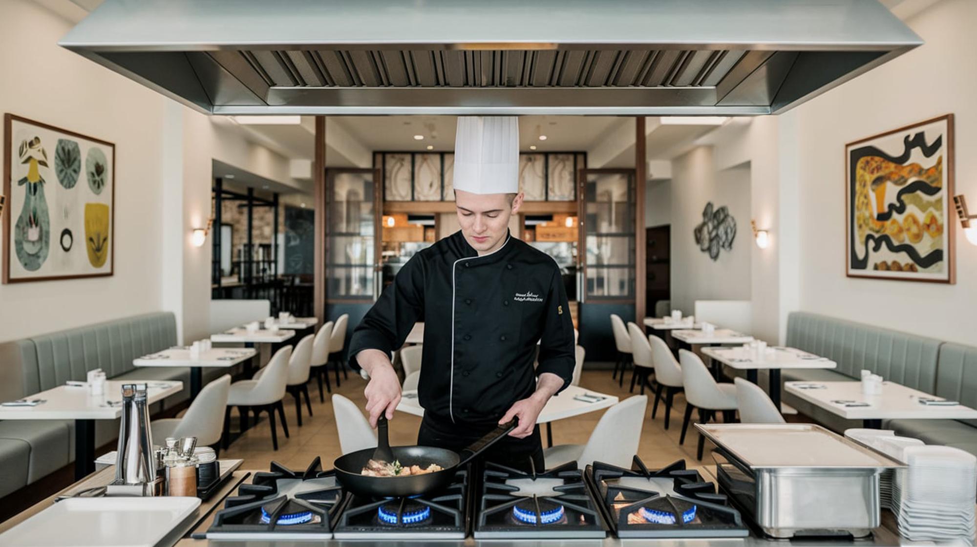 Workshop interior with chef demonstration